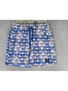 WESC (Sweden) Blue green, pink mushrooms, size large Print Men's Swim Shorts